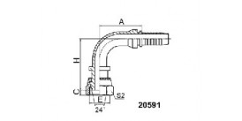 SS20591 90° METRIC FEMALE 24° CONE O-RING H.T. (ISO 12151-2--DIN 3865)
