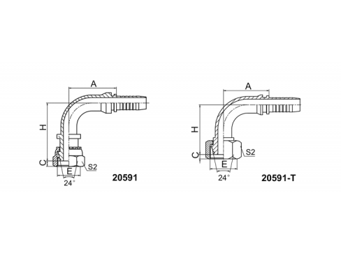 20591 90° METRIC FEMALE 24° CONE O-RING H.T. (ISO 12151-2--DIN 3865) 20591 90° METRIC FEMALE 24° CONE O-RING H.T. (ISO 12151-2--DIN 3865)