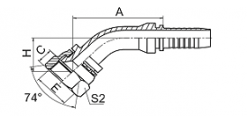 20741 45° GB METRIC FEMALE 74° CONE SEA 20741 45° GB METRIC FEMALE 74° CONE SEA