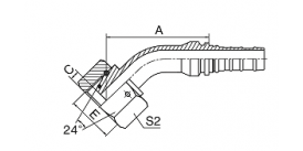 20543-W 45° METRIC FEMALE  24° CONE O-RING H.T.  20543-W 45° METRIC FEMALE  24° CONE O-RING H.T.