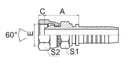 22611D-SM BSP FEMALE 60° CONE DOUBLE HEXAGON