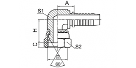 22691K 90° BSP COMPACT FEMALE 60° CONE 22691K 90° BSP COMPACT FEMALE 60° CONE