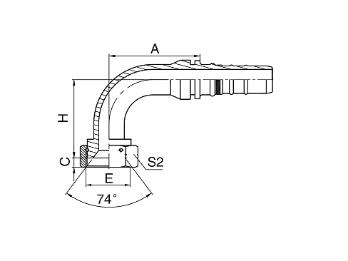 26793-W 90° JIC FEMALE 74° CONE SEAL