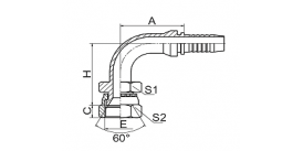 28691 90° JIS METRIC FEMALE 60° CONE SEAL  28691 90° JIS METRIC FEMALE 60° CONE SEAL