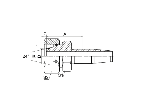 20418D METRIC FEMALE 24° CONE O-RING L.T. 20418D METRIC FEMALE 24° CONE O-RING L.T.