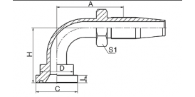 87398D 90° SAE FLANGE 3000 PSI  87398D 90° SAE FLANGE 3000 PSI