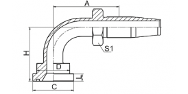 87698D 90° SAE FLANGE 6000 PSI 87698D 90° SAE FLANGE 6000 PSI