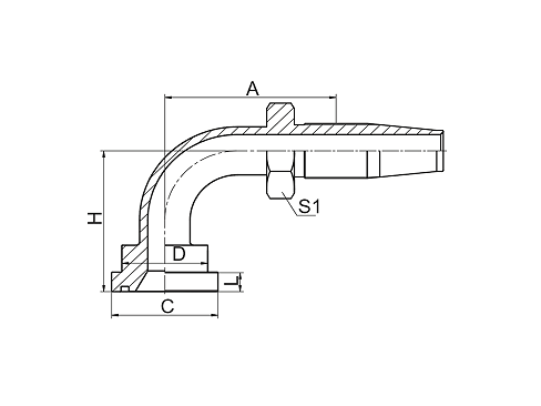 87698D 90° SAE FLANGE 6000 PSI