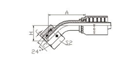 20441Y 45°METRIC FEMALE 24°CONE O-RING  20441Y 45°METRIC FEMALE 24°CONE O-RING