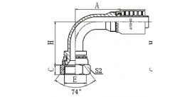 20791Y 90° GB METRIC FEMALE 74° CONE SEAL 20791Y 90° GB METRIC FEMALE 74° CONE SEAL