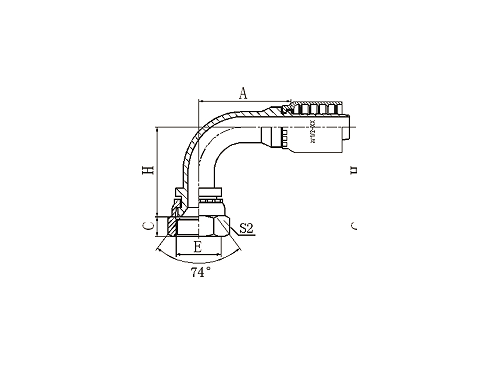 20791Y 90° GB METRIC FEMALE 74° CONE SEAL