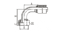 24291Y 90°ORFS FEMALE FLAT SEAL  24291Y 90°ORFS FEMALE FLAT SEAL