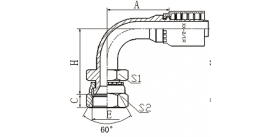 28691Y 90°JIS METRIC FEMALE 60° CONE SEAL