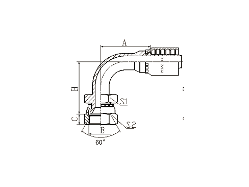 28691Y 90°JIS METRIC FEMALE 60° CONE SEAL