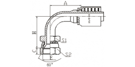 29691Y 90° JIS GAS FEMALE 60°CONE SEAL