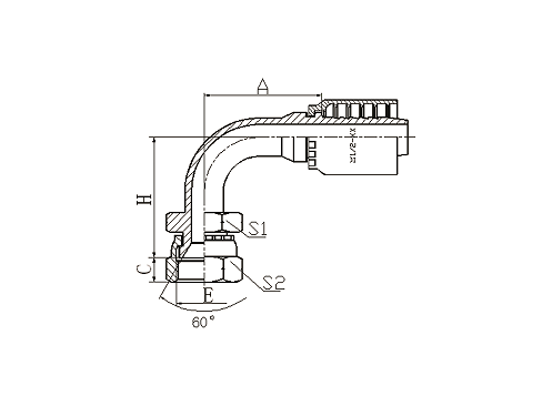 29691Y 90° JIS GAS FEMALE 60°CONE SEAL