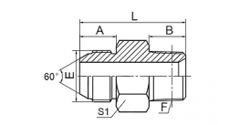 1KT-SP METRIC MALE 60° CONE / BSPT MALE  1KT-SP METRIC MALE 60° CONE / BSPT MALE