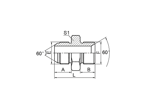 1SB JIS GAS MALE 60° CONE/BSP MALE 60° SEAT 1SB JIS GAS MALE 60° CONE/BSP MALE 60° SEAT