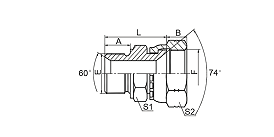 2MJ METRIC MALE 60° SEAT / JIC FEMALE 74° SEAT  2MJ METRIC MALE 60° SEAT / JIC FEMALE 74° SEAT