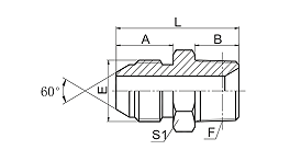 1SN JIS GAS MALE 60° CONE / NPT MALE 1SN JIS GAS MALE 60° CONE / NPT MALE