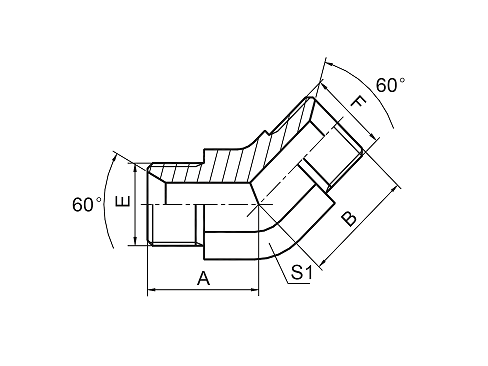 1B4 45° BSP MALE 60° SEAT 1B4 45° BSP MALE 60° SEAT