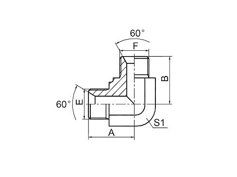 1B9 90° ELBOW BSP MALE 60° SEAT