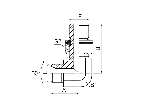 1BH9-OG 90° ELBOW BSP MALE 60° SEAT / METRIC MALE L-SERIES ISO 6149-3 1BH9-OG 90° ELBOW BSP MALE 60° SEAT / METRIC MALE L-SERIES ISO 6149-3