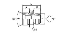 1BJ BSP MALE DOUBLE USE FOR 60° CONE SEAT OR BONDED SEAL / JIC MALE 74° CONE 1BJ BSP MALE DOUBLE USE FOR 60° CONE SEAT OR BONDED SEAL / JIC MALE 74° CONE