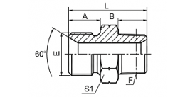 1BT-SP BSP MALE DOUBLE USE FOR 60° CONE SEAT OR BONDED SEAL / BSPT MALE 1BT-SP BSP MALE DOUBLE USE FOR 60° CONE SEAT OR BONDED SEAL / BSPT MALE