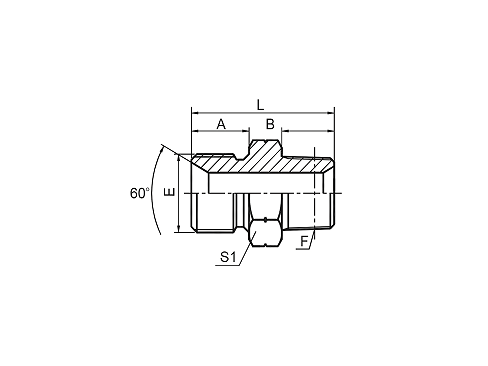 1BT-SP BSP MALE DOUBLE USE FOR 60° CONE SEAT OR BONDED SEAL / BSPT MALE 1BT-SP BSP MALE DOUBLE USE FOR 60° CONE SEAT OR BONDED SEAL / BSPT MALE