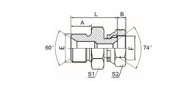 2BJ BSP MALE DOUBLE USE FOR 60° CONE SEAT OR BONDED SEAL / JIC FEMALE 74° SEAT 2BJ BSP MALE DOUBLE USE FOR 60° CONE SEAT OR BONDED SEAL / JIC FEMALE 74° SEAT