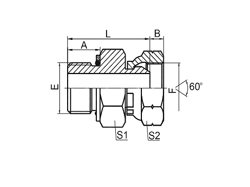 2HB METRIC MALE O-RING/BSPP FEMALE 60° CONE 2HB METRIC MALE O-RING/BSPP FEMALE 60° CONE