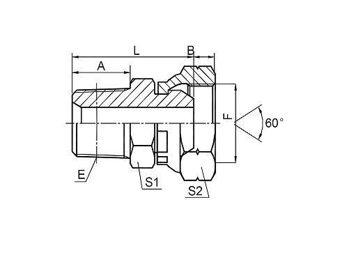 2NB NPT MALE / BSP FEMALE 60° CONE 2NB NPT MALE / BSP FEMALE 60° CONE