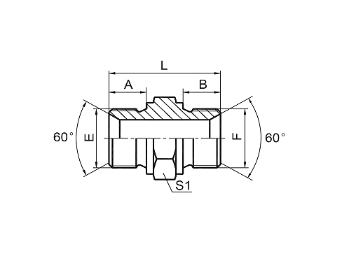 1B-HS BSP MALE DOUBLE USE FOR 60° CONE SEAT OR BONDED SEAL 1B-HS BSP MALE DOUBLE USE FOR 60° CONE SEAT OR BONDED SEAL
