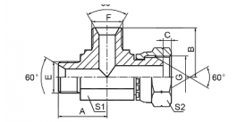 CB BSP MALE 60° SEAT / BSP FEMALE 60° CONE RUN TEE CB BSP MALE 60° SEAT / BSP FEMALE 60° CONE RUN TEE