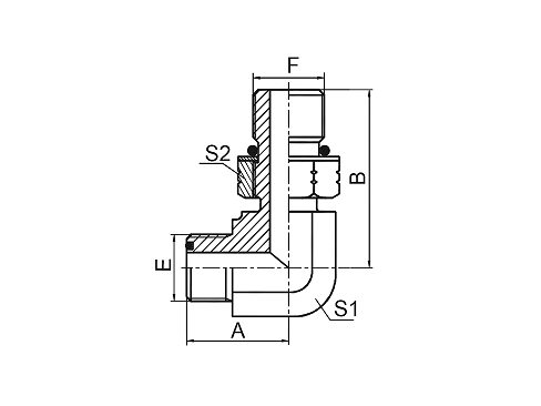 1FO9-OG 90° ELBOW ORFS MALE O-RING / SAE O-RING BOSS S-SERIES ISO 11926-2 1FO9-OG 90° ELBOW ORFS MALE O-RING / SAE O-RING BOSS S-SERIES ISO 11926-2