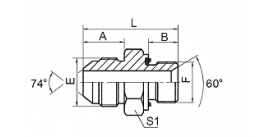 1JM-WD JIC MALE 74° CONE / METRIC MALE CAPTIVE SEAL 1JM-WD JIC MALE 74° CONE / METRIC MALE CAPTIVE SEAL