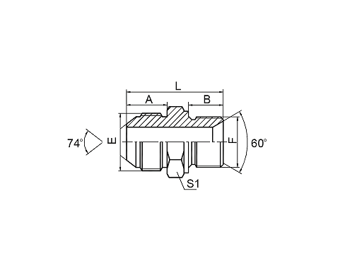 1JM JIC MALE 74° CONE / METRIC MALE 60° SEAT 1JM JIC MALE 74° CONE / METRIC MALE 60° SEAT