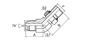 1JO4-OG 45° ELBOW JIC MALE 74° CONE / SAE O-RING BOSS L-SERIES ISO 11926-3 1JO4-OG 45° ELBOW JIC MALE 74° CONE / SAE O-RING BOSS L-SERIES ISO 11926-3