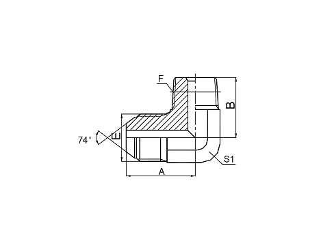 1JT9-SP 90° ELBOW JIC MALE 74° CONE/BSPT MALE 1JT9-SP 90° ELBOW JIC MALE 74° CONE/BSPT MALE