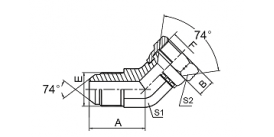 2J4 45° ELBOW JIC MALE 74° CONE / JIC FEMALE 74° SEAT 2J4 45° ELBOW JIC MALE 74° CONE / JIC FEMALE 74° SEAT