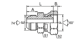 2JB JIC MALE 74° CONE/BSP FEMALE 60° CONE 2JB JIC MALE 74° CONE/BSP FEMALE 60° CONE