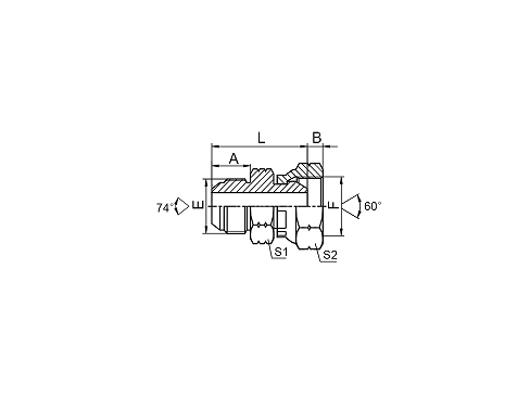 2JB JIC MALE 74° CONE/BSP FEMALE 60° CONE 2JB JIC MALE 74° CONE/BSP FEMALE 60° CONE