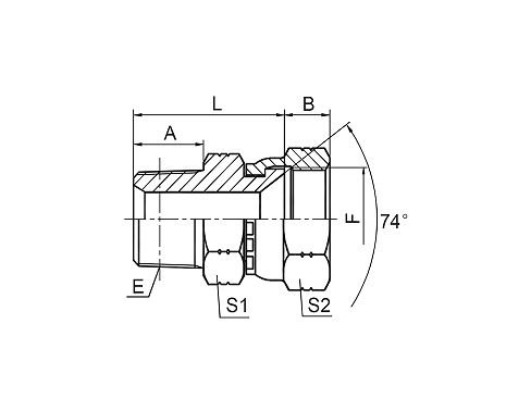 2NJ NPT MALE/JIC FEMALE 74° SEAT 2NJ NPT MALE/JIC FEMALE 74° SEAT