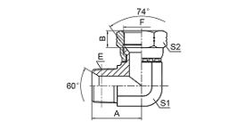 2NJ9 90° NPT MALE/JIC FEMALE 74° SEAT 2NJ9 90° NPT MALE/JIC FEMALE 74° SEAT