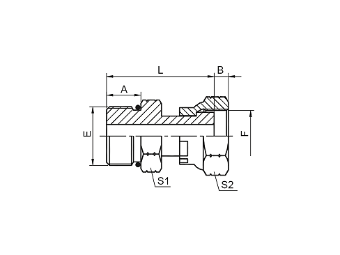 2OF SAE O-RING BOSS S-SERIES ISO 11926-2 / ORFS FEMALE 2OF SAE O-RING BOSS S-SERIES ISO 11926-2 / ORFS FEMALE