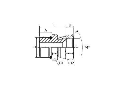 2OJ SAE O-RING BOSS/JIC FEMALE 74° SEAT