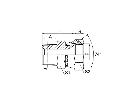 2TJ-SP BSPT MALE/JIC FEMALE 74° SEAT 2TJ-SP BSPT MALE/JIC FEMALE 74° SEAT