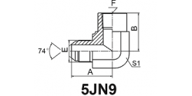 5JN9 90° ELBOW JIC MALE 74° CONE/NPT FEMALE 5JN9 90° ELBOW JIC MALE 74° CONE/NPT FEMALE