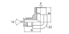 5JT9 90° JIC MALE 74° CONE/BSPT FEMALE 5JT9 90° JIC MALE 74° CONE/BSPT FEMALE